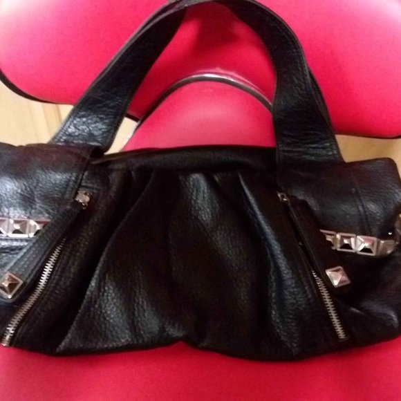 Makowsky Black Pebble Leather Shoulder Purse - Picture 5 of 8